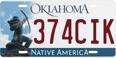 OK license plate 374CIK
