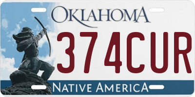 OK license plate 374CUR