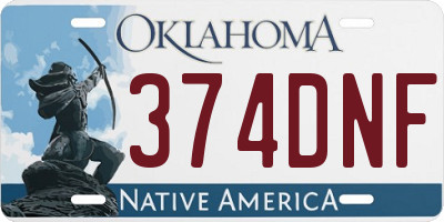 OK license plate 374DNF