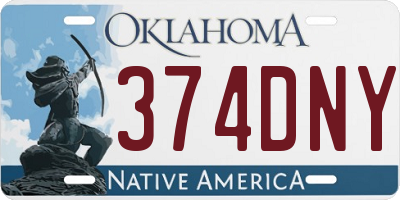 OK license plate 374DNY