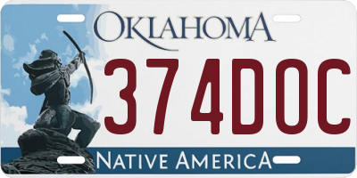 OK license plate 374DOC