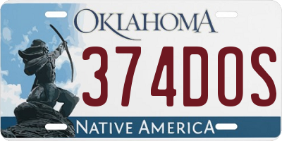 OK license plate 374DOS