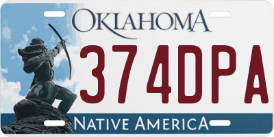 OK license plate 374DPA