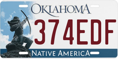 OK license plate 374EDF