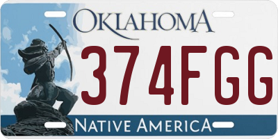 OK license plate 374FGG