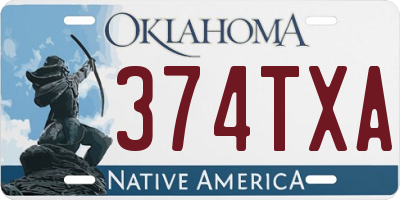 OK license plate 374TXA