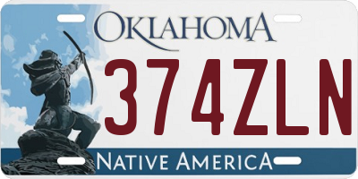 OK license plate 374ZLN