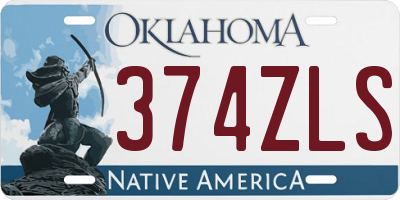 OK license plate 374ZLS