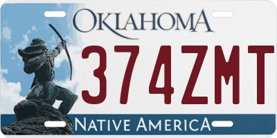 OK license plate 374ZMT