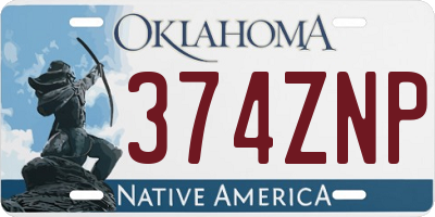 OK license plate 374ZNP