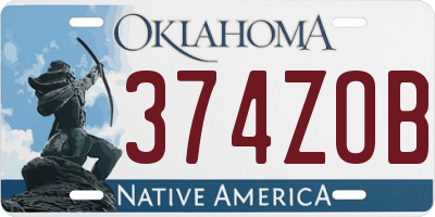 OK license plate 374ZOB