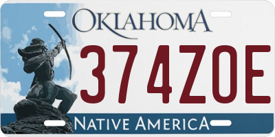 OK license plate 374ZOE