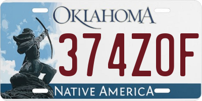 OK license plate 374ZOF