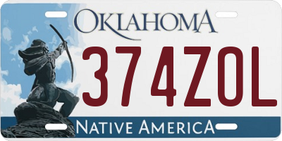 OK license plate 374ZOL