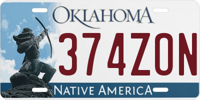OK license plate 374ZON