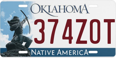 OK license plate 374ZOT