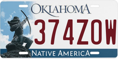 OK license plate 374ZOW