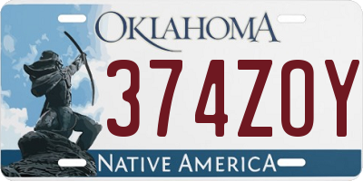 OK license plate 374ZOY