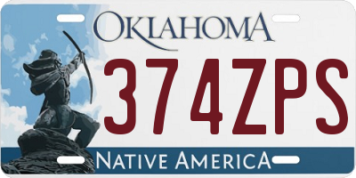 OK license plate 374ZPS