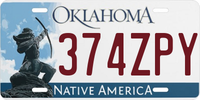 OK license plate 374ZPY