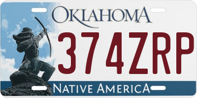 OK license plate 374ZRP