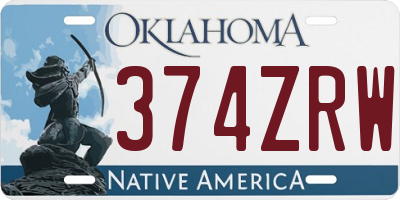 OK license plate 374ZRW