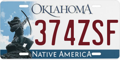 OK license plate 374ZSF