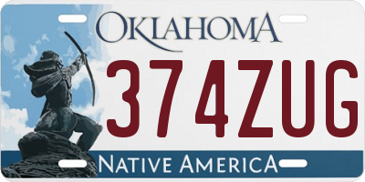 OK license plate 374ZUG