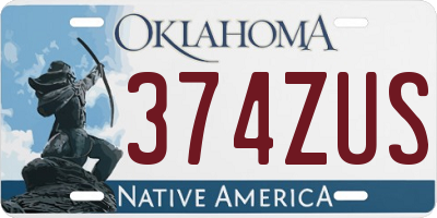 OK license plate 374ZUS