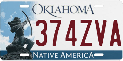 OK license plate 374ZVA