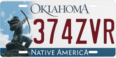 OK license plate 374ZVR