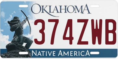 OK license plate 374ZWB