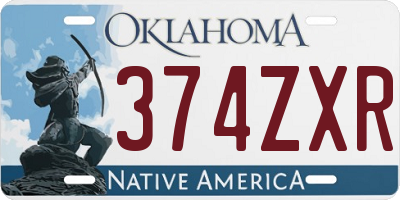 OK license plate 374ZXR