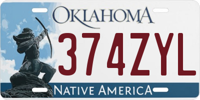 OK license plate 374ZYL