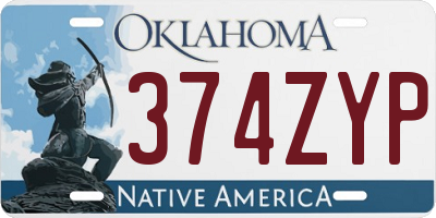 OK license plate 374ZYP