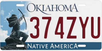 OK license plate 374ZYU