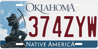 OK license plate 374ZYW