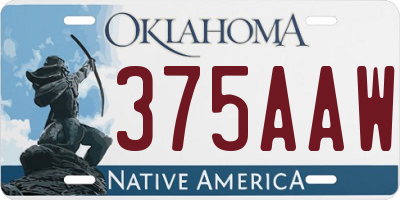 OK license plate 375AAW