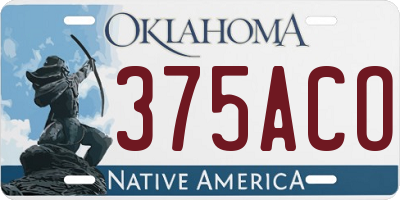 OK license plate 375ACO