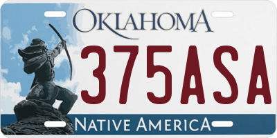 OK license plate 375ASA