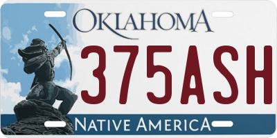 OK license plate 375ASH
