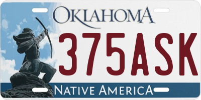 OK license plate 375ASK