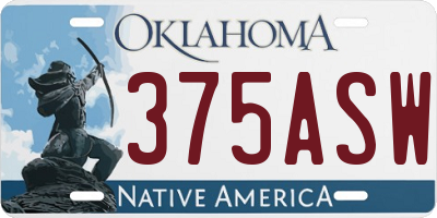 OK license plate 375ASW