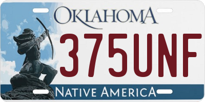 OK license plate 375UNF