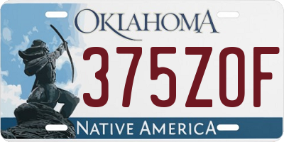 OK license plate 375ZOF