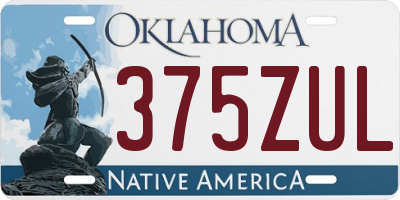 OK license plate 375ZUL