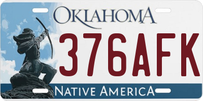 OK license plate 376AFK