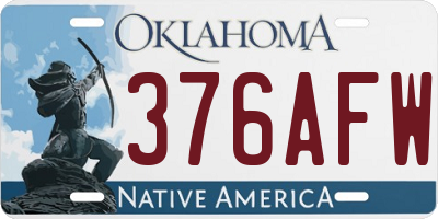 OK license plate 376AFW