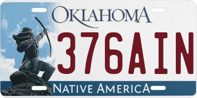 OK license plate 376AIN