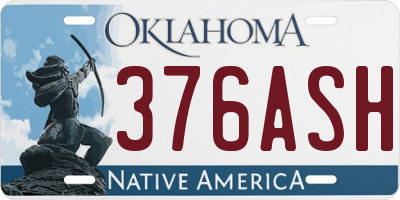 OK license plate 376ASH